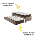 Ver imagem 2 de Bicama Box Solteiro Tecido Linho Marrom 88x188 com Dois Colchões Molas Ensacadas Comfy Ecoflex