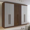 Ver mais imagens de Guarda-Roupa Casal Ripado 100% MDF 6 Portas 6 Gavetas Paris Plus Marrom/Castanho/Off White