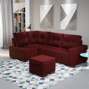 Ver imagem 1 de Sofá de Canto com Puff 7 Lugares 238cm Gávea Vermelho