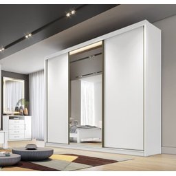 Guarda Roupa Casal com 1 Porta Espelhada 8 Gavetas - Londres-branco - Móveis Novo Horizonte - 1