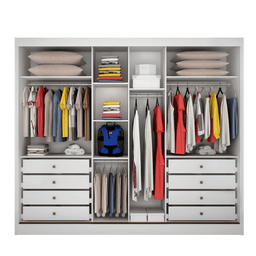 Guarda Roupa Casal com 1 Porta Espelhada 8 Gavetas - Londres-branco - Móveis Novo Horizonte - 4