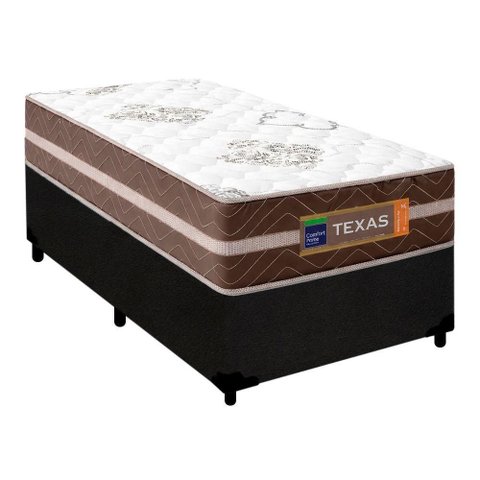 Cama Box Solteiro Suede + Colchão Molas Ensacadas Texas Prime Colchões 88cm - Suporta até 120 Kg