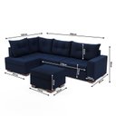 Ver imagem 3 de Sofá de Canto com Puff 7 Lugares 238cm Gloria Azul