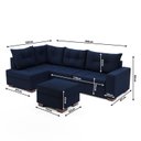 Ver imagem 3 de Sofá de Canto com Puff 7 Lugares 238cm Gloria Azul
