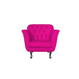 Kit Namoradeira + 2 Poltronas Decorativa Couro Rosa Pink Pés Madeira Mz Decor - 3