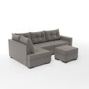 Ver imagem 6 de Sofá de Canto Estilo Industrial com Puff 7 Lugares Suede Cinza Gávea 266cm