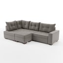 Ver imagem 4 de Sofá de Canto Estilo Industrial com Puff 7 Lugares Suede Cinza Gávea 266cm