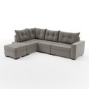 Ver imagem 5 de Sofá de Canto Estilo Industrial com Puff 7 Lugares Suede Cinza Gávea 266cm