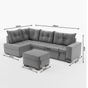 Ver imagem 3 de Sofá de Canto Estilo Industrial com Puff 7 Lugares Suede Cinza Gávea 266cm