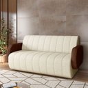 Ver imagem 1 de Sofá Decorativo Living Sala de Estar Bornéu 168cm Pés de Madeira Pu/linho Marrom/off White G33 - Gra