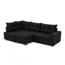 Ver imagem 4 de Sofá de Canto com Puff 7 Lugares 238cm Gloria Preto