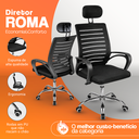 Ver imagem 3 de Kit 6 Cadeiras de Escritório Diretor Roma Preta Encosto Mesh Giratória 360°