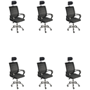Ver imagem 1 de Kit 6 Cadeiras de Escritório Secretaria Diretor Roma Ergonômica com Apoio de Nuca