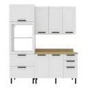 Ver imagem 2 de Cozinha Compacta 4 Peças Torre Quente e Balcão com Tampo TM4321 MDF Grazi Branco/Carvalho Tropical