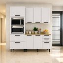 Ver imagem 1 de Cozinha Compacta 4 Peças Torre Quente e Balcão com Tampo TM4321 MDF Grazi Branco/Carvalho Tropical
