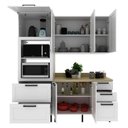 Ver imagem 5 de Cozinha Compacta 4 Peças Torre Quente e Balcão com Tampo TM4321 MDF Grazi Branco/Carvalho Tropical