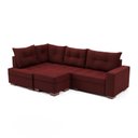 Ver imagem 4 de Sofá de Canto com Puff 7 Lugares 238cm Gloria Vermelho