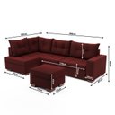 Ver imagem 3 de Sofá de Canto com Puff 7 Lugares 238cm Gloria Vermelho