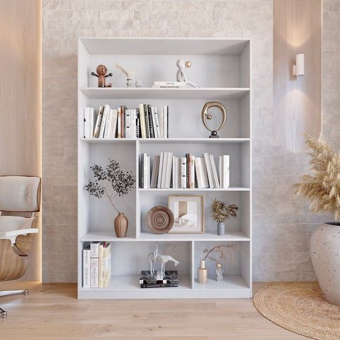 Estante de Livros 120CMX180CM 5 Prateleiras Seattle Yescasa Branco