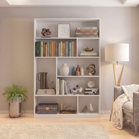 Estante de Livros 120 cm X 180 cm 5 Prateleiras Seattle Yescasa Branco