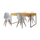 Ver imagem 6 de Mesa Jantar Industrial Retangular Canela 137X90Cm Base Ferro Preto C/4 Cadeiras Brancas Cor: Canela
