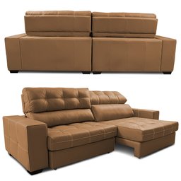 Sofá de Couro Legítimo Retrátil e Reclinável 2,75m Molas Ensacadas Cama Inbox Majesty Mel - 7