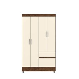 Guarda Roupa Ideal 4 Portas para Quartos Pequenos e Compactos:imbuia Champanhe - 2