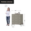 Ver imagem 2 de Cômoda 4 Gavetas com Pintura UV e Pés em Metal 95x89x45cm Taupe