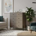 Ver imagem 1 de Cômoda 4 Gavetas com Pintura UV e Pés em Metal 95x89x45cm Taupe