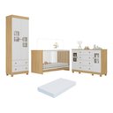 Ver imagem 1 de Conjunto de Quarto Sol com Berço Colchão Guarda Roupa e Cômoda 4 Portas MDP-MDF Amadeirado