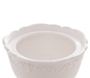 Ver imagem 2 de Açucareiro Porcelana com Tampa e Colher Alto Relevo Branco 10,5x9,5