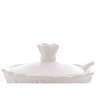 Açucareiro Porcelana Com Tampa E Colher Alto Relevo Branco 10,5x9,5 - 6