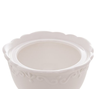Açucareiro Porcelana Com Tampa E Colher Alto Relevo Branco 10,5x9,5 - 2