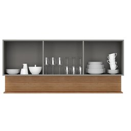 Armário Aéreo Cozinha 3 Portas 150 Cm Line Kits Paraná Cinza Freijó Gris Cinza-freijó Gris - 2