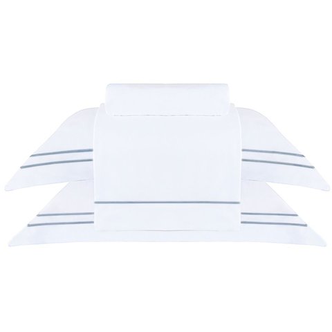 Jogo de Cama Casal Sublime Branco C/ Ponto Cheio Azul Marinho 4 Peças Buddemeyer
