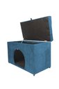 Ver imagem 2 de Puff Pet Baú Estofado para Cachorro e Gato - Azul Aço