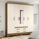 Ver imagem 1 de Guarda Roupa Casal com Espelho 5 Portas 4 Gavetas Alba Henn