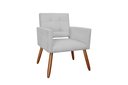 Ver imagem 2 de Kit 2 Poltronas Decorativa Camila Couro Branco Pés Madeira Ms Decor