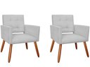 Ver imagem 1 de Kit 2 Poltronas Decorativa Camila Couro Branco Pés Madeira Ms Decor