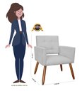 Ver imagem 3 de Kit 2 Poltronas Decorativa Camila Couro Branco Pés Madeira Ms Decor