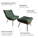 Ver imagem 5 de Poltrona Costela Linho Verde Estofada Adao com Puff Luxo