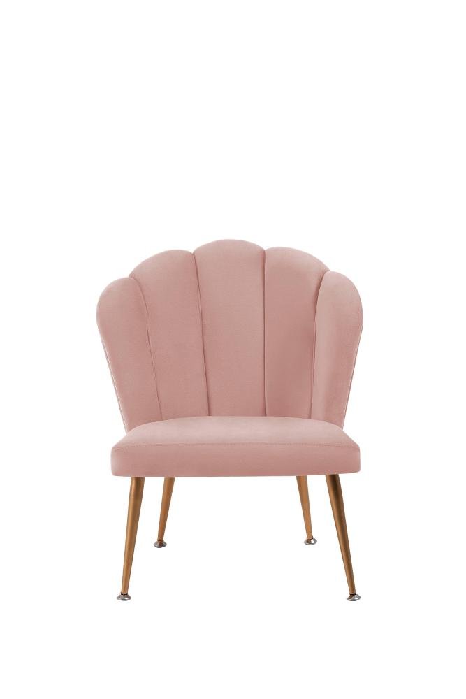 Cadeira Pétala em Veludo Rosa com Base Dourada
