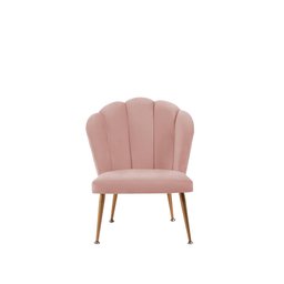 Cadeira Pétala em Veludo Rosa com Base Dourada - 1