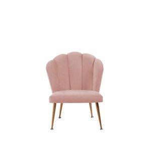 Cadeira Pétala em Veludo Rosa com Base Dourada