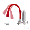 Ver imagem 2 de Torneira de Cozinha Vermelho Gourmet Parede Inox Filtro Cromado Flexível bico Arejador Duplo Jato
