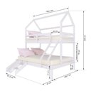 Ver imagem 3 de Beliche Casinha Casal/solteiro Slim Rb com Mini Escada/escorregador Madeira Maciça Branco Housin