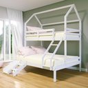 Ver imagem 1 de Beliche Casinha Casal/solteiro Slim Rb com Mini Escada/escorregador Madeira Maciça Branco Housin