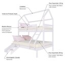 Ver imagem 4 de Beliche Casinha Casal/solteiro Slim Rb com Mini Escada/escorregador Madeira Maciça Branco Housin