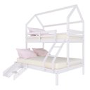 Ver imagem 2 de Beliche Casinha Casal/solteiro Slim Rb com Mini Escada/escorregador Madeira Maciça Branco Housin