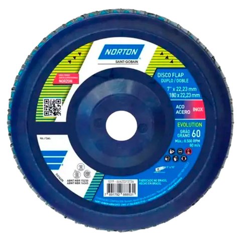 Disco de Lixa Flap 7" Grão 60 R-822 Evolution Norton